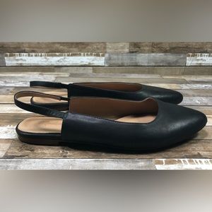 Madewell Margot Slingback Flats Women size 7.5 Black slip on shoes leather.